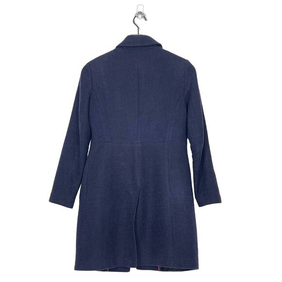 Banana Republic Navy Coarse Cotton Weave Button Front Overcoat Women's XS - Picture 2 of 10